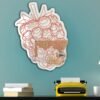 Vintage raspberry fruit illustration on a mirror with a contemporary design.