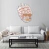 Vintage raspberry fruit illustration on a mirror with contemporary design.