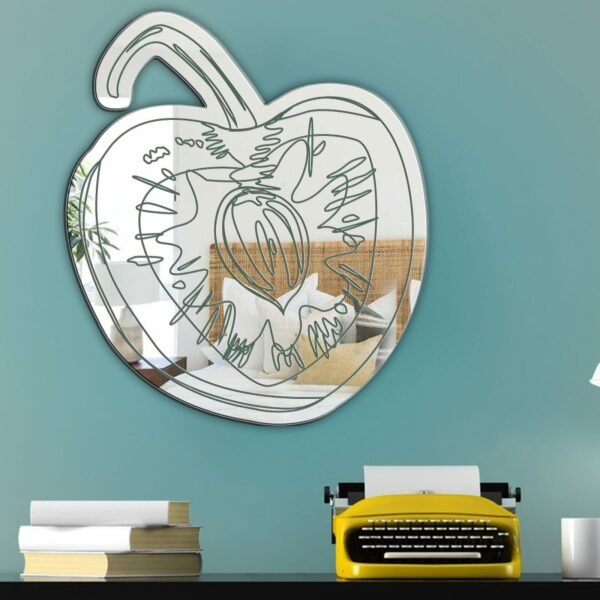 Vintage cherry fruit illustration on a mirror with a contemporary design.