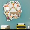 A personalized mirror with a floral paw print design, featuring a paw shape surrounded by colorful flowers, creating a warm and nature-inspired aesthetic.