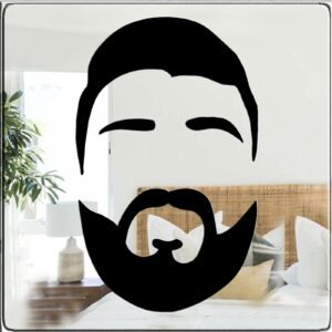 Custom mirror featuring a bearded male illustration.