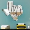 Texas state mirror featuring UTSA Roadrunners design.