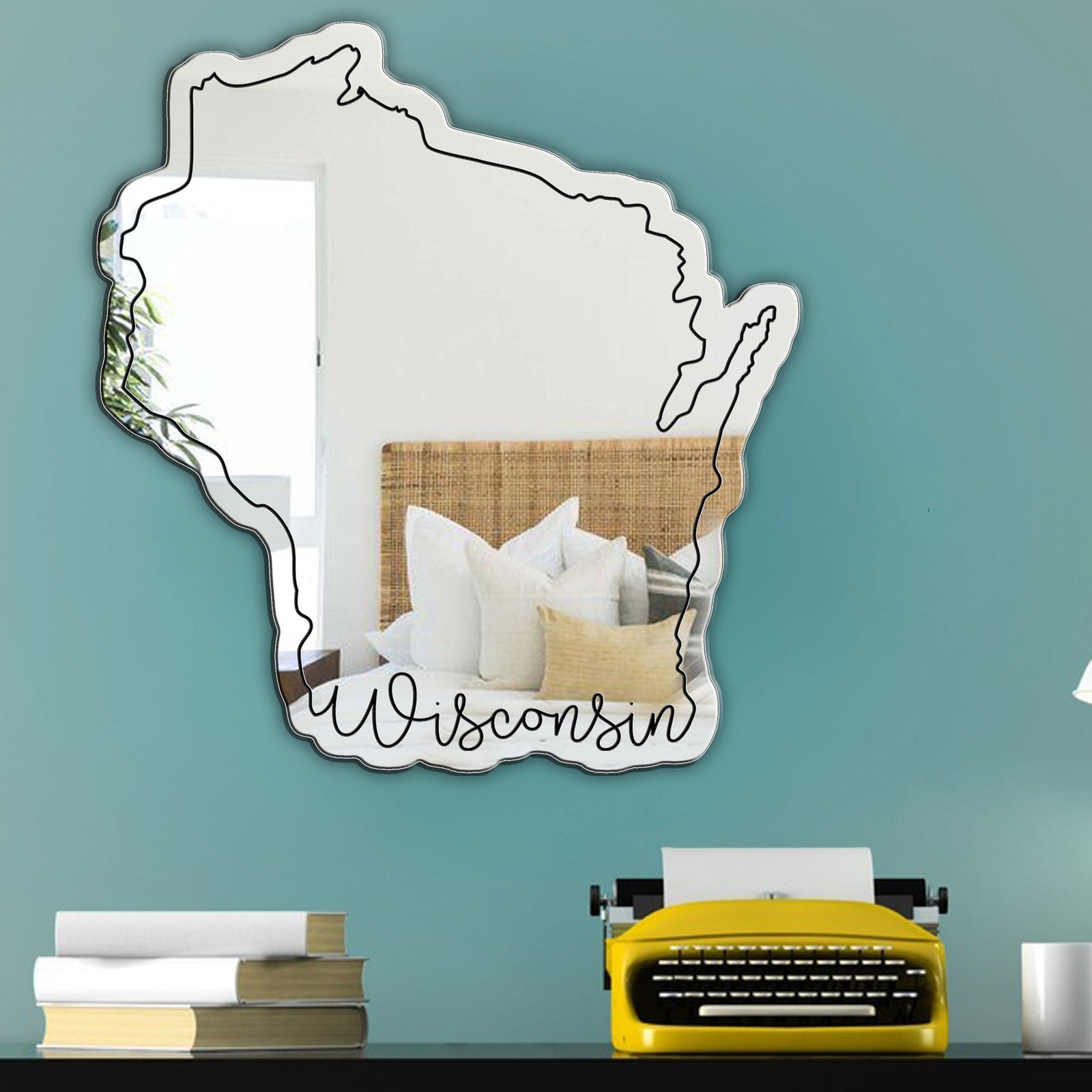 Wisconsin Cursive State Wall Mirror Custom Mirror