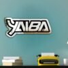 A personalized mirror featuring a white motorcycle design with the "Yaiba" label, combining sleek lines and custom details for a unique touch.
