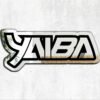 Customized white Yaiba motorcycle mirror label.