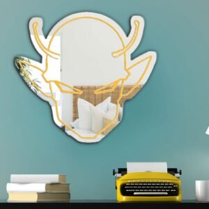 A sleek, minimalistic mirror featuring Orange Piccolo from Dragon Ball Super, designed with clean, simple lines that emphasize his powerful new form.