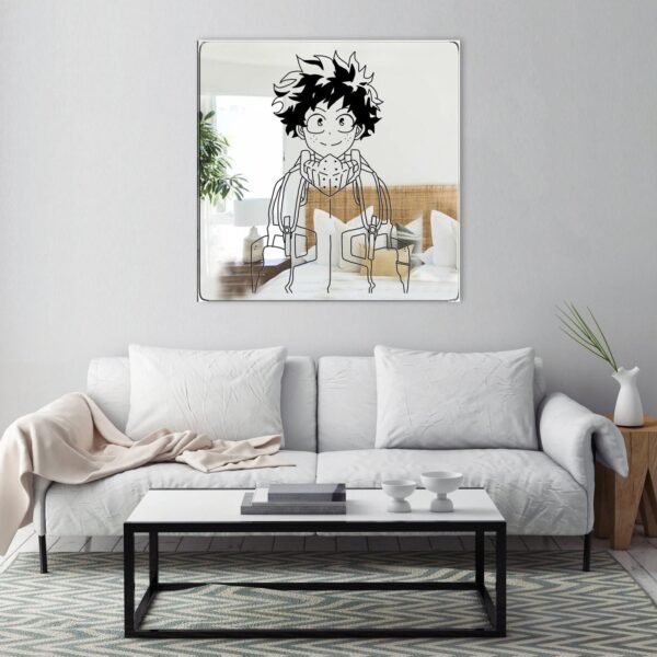 A mirror featuring a design of Izuku Midoriya (Deku) from My Hero Academia, with his green hair and determined expression, embodying his heroic spirit.