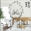 A stylish mirror featuring Little Tamaki Amajiki from My Hero Academia, designed with a minimalist aesthetic that highlights his shy yet brave character.