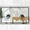 A mirror featuring a vibrant and bold design from the Haikyuu Eyes Series, focusing on Hinata Shoyo's energetic and determined eyes.