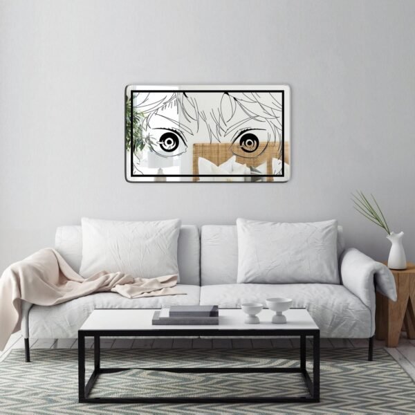 A mirror featuring a design from the Haikyuu Eyes Series, highlighting Hinata’s determined and energetic expression in vivid detail.
