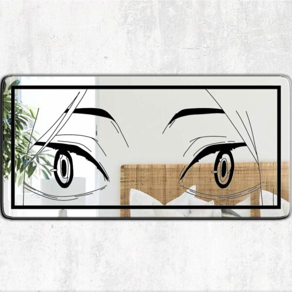 A mirror featuring a design inspired by Kenma from Haikyuu, showcasing his thoughtful expression and iconic hairstyle.