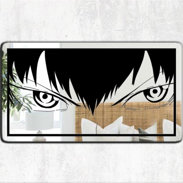 Reflective mirror featuring Kageyama's eyes design.