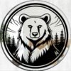 Decorative wall mirror featuring a bear patch design, adding a rustic and nature-inspired touch.