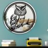 Round mirror with an owl print, offering a whimsical and nature-inspired design.