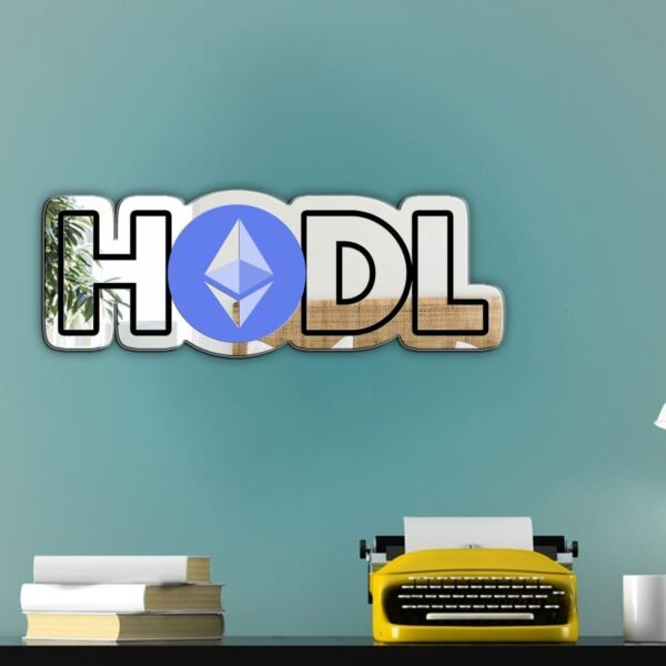 Purple acrylic mirror with the Ethereum logo, designed for crypto traders and enthusiasts.