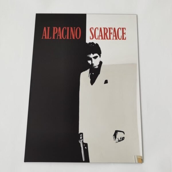 Mirror art print featuring iconic scenes and elements from the film Scarface