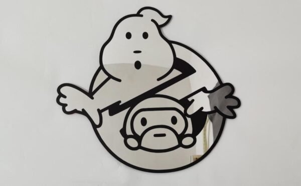 Decorative mirror featuring Baby Milo and Ghostbusters design.