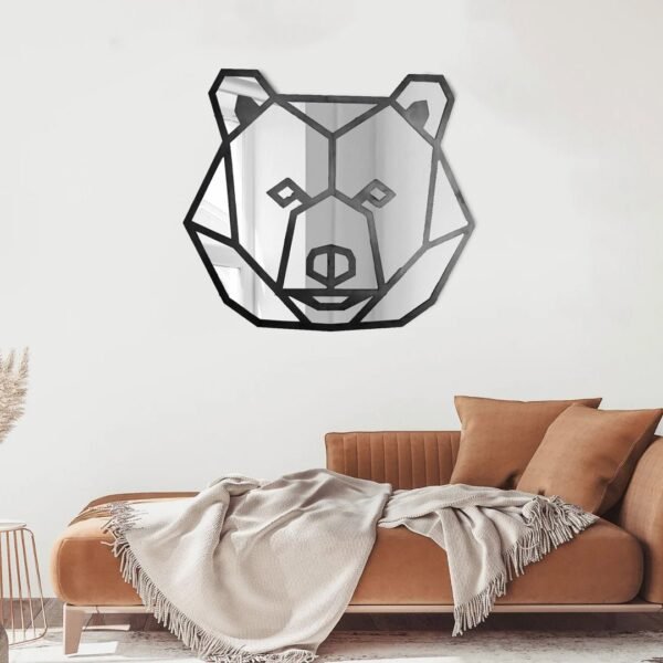 Geometric bear-shaped mirror in a modern art style.