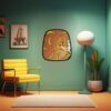 Wall mirror featuring colorful banana pop art prints