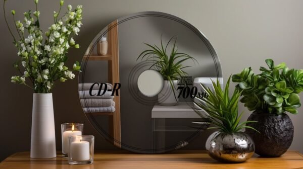 Wall mirror crafted in the shape of a classic CD disc for retro decor