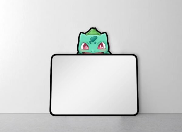 Mirror shaped like Bulbasaur peeking over edge.