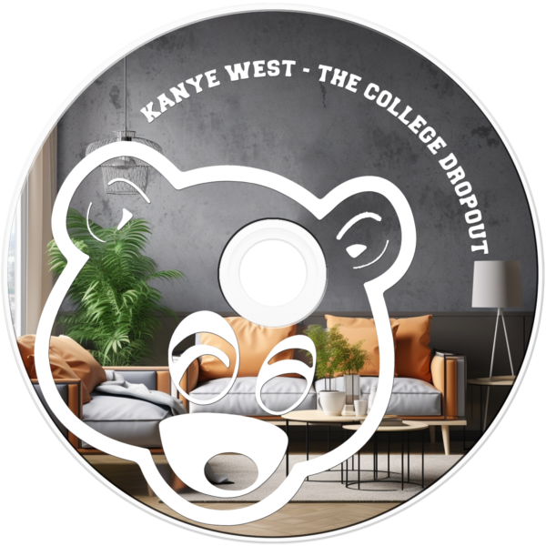 Mirror designed to resemble the CD disk of Kanye West's 'The College Dropout' album