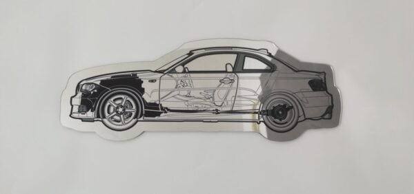 BMW 135i (E82) Blueprint Mirror showcasing a detailed design of the car.