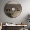 Wall mirror styled to look like a retro CD disc