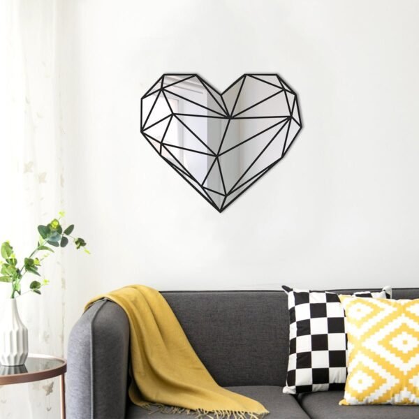 Heart-shaped jigsaw puzzle wall mirror for home decor.