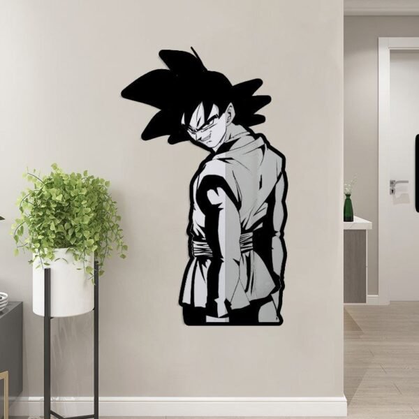 Goku-themed custom mirror with adhesive backing.