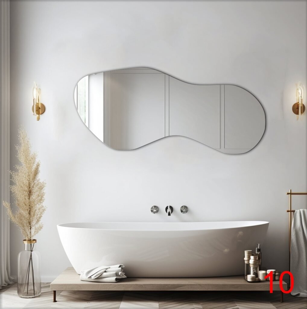 Irregular-shape-mirror10-1.jpg Irregularly shaped mirrors resembling a pond, designed for bathroom decor