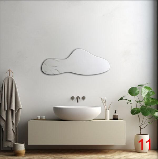 Irregularly shaped mirrors inspired by a pond design, perfect for bathroom decor