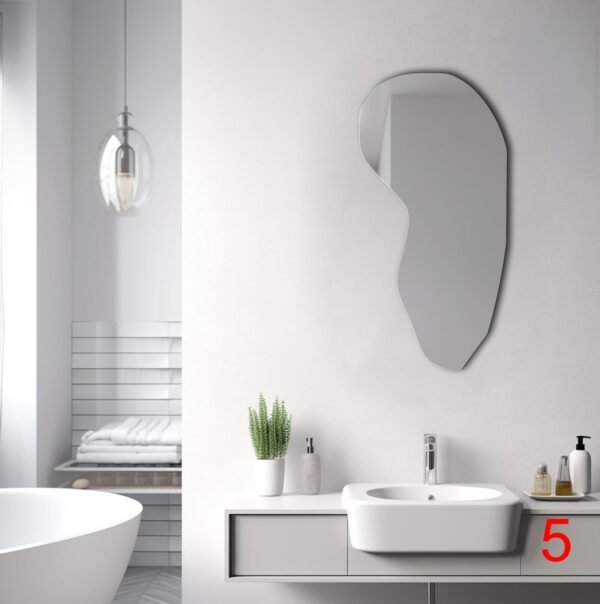 Irregularly shaped mirrors resembling the surface of a pond, ideal for bathroom decor