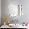 Irregularly shaped mirrors designed to mimic the contours of a serene pond for bathroom use