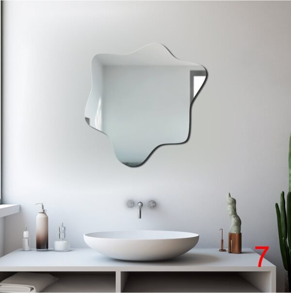 Irregularly shaped mirrors designed to resemble the surface of a pond, ideal for bathroom decor