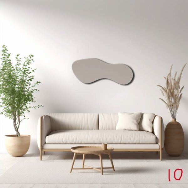 Asymmetrical irregular mirror designed for modern living room decor