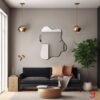 Asymmetrical irregular mirror designed for contemporary living room decor