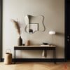 Asymmetrical irregular mirror designed for modern living room decor