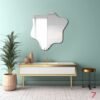 Asymmetrical irregular mirror designed for contemporary living room decor