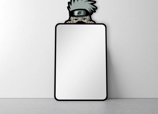 Wall-mounted Kakashi sneaker design mirror.