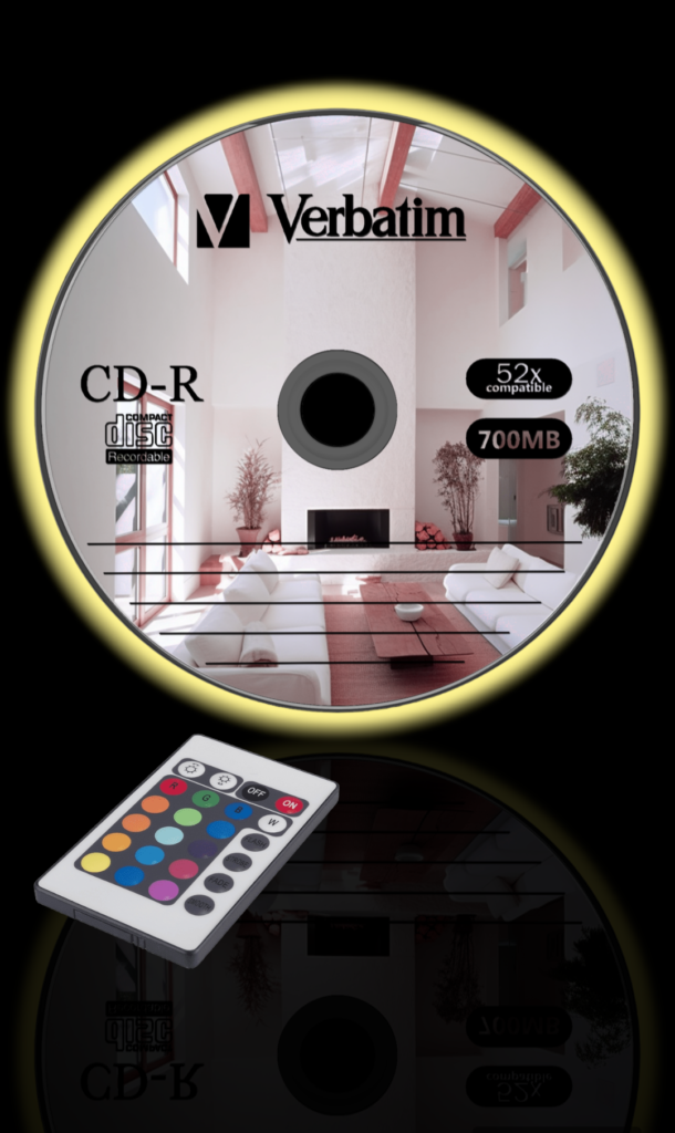 Verbatim RGB light disc Mirror | LED CD mirror Custom Mirror