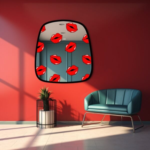 Wall mirror featuring a vibrant pop art design of lips