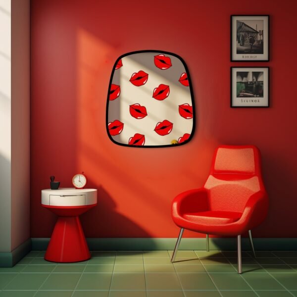 Wall mirror featuring a bold pop art design of lips