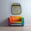 Wall mirror featuring vibrant banana pop art prints