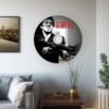 Mirror featuring a neon RGB light disc design inspired by Scarface