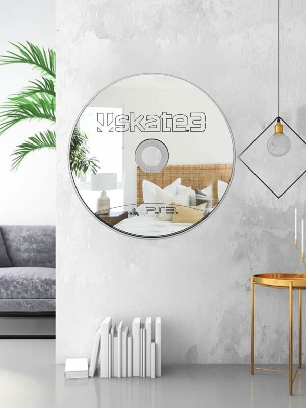 Mirror featuring a large CD disk design inspired by Skate 3