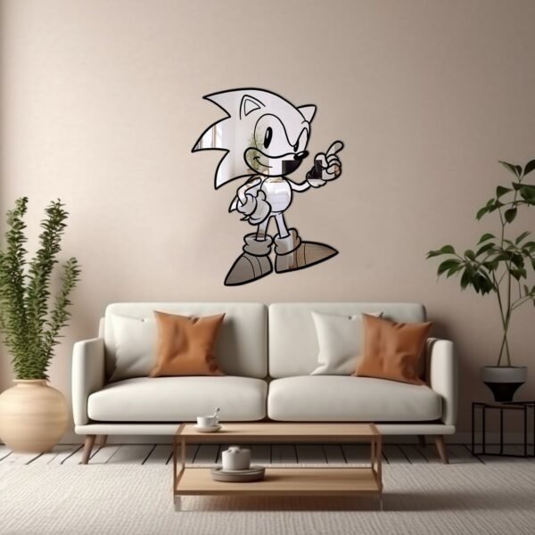 Custom wall mirror featuring a Sonic the Hedgehog-inspired design