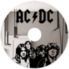 Mirror designed in the shape of a CD featuring AC/DC branding