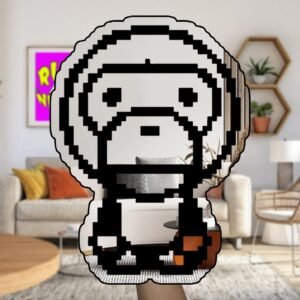 Pixelated mirror featuring Baby Milo character design.