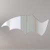 Reflective bat wing-shaped mirror with Halloween sign.